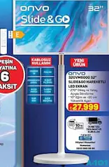 ONVO 32OVM6000 32 İNÇ SLİDE & GO HAREKETLİ LED EKRAN TV AKILLI TELEVİZYON